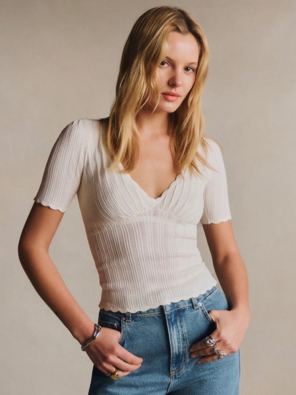 Sezane Cloe Jumper Ecru - Size M